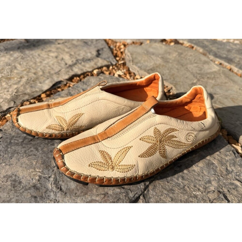 Pikolinos Jerez Loafer Women Size 38 US 7.5-8 Cream Tan Leather Comfort Shoes